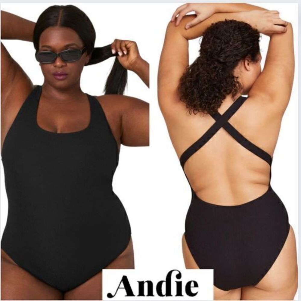 Andie Swim The Tulum One Piece Ribbed Swimsuit 3XL Black